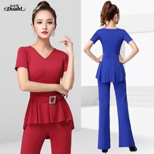 DOUBL Latin dance clothes suit fashion 2020 new CHACHA Rumba Samba danceset practise top & trousers social danceset Dancewear
