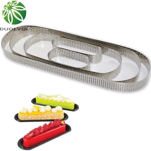 Elliptic Fruit Pie Cake Cookie Mould Stainless Steel Mousse Cake Making Molds Pastry Pizza DIY Decoration Mould Kitchen Bakeware