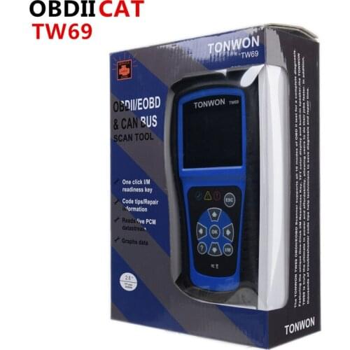 10pcs DHL TONWON TW69 OBDII Auto Diagnostic Tool OBD2 Car Code Reader for Check Car Engine Diagnostic Sanner Tool