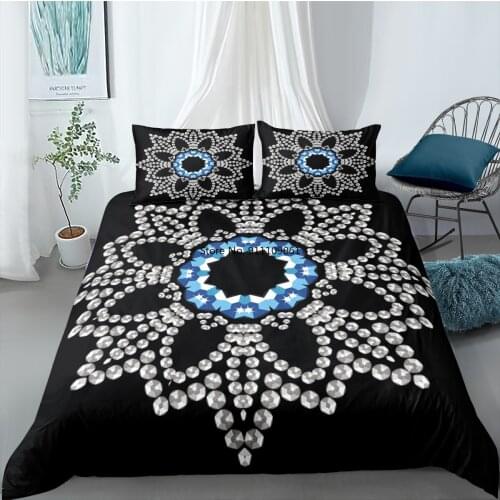 Creative Duvet Cover Set 2-3pcs Queen King Size Black Printed Bedclothes Comforter Cover Pillowcase Fashion Home Quilt Cover Set