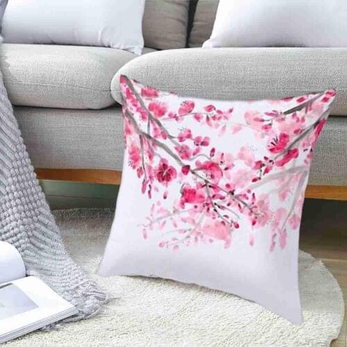 Beautiful Flower Square Floral Printing Throw Pillowcase Cushion Case Side Skin 45*45cm Sofa Peach Pillow Single Polyster C H5X7