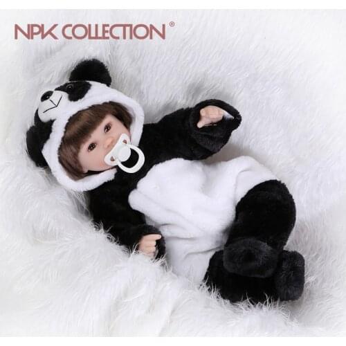 NPKCOLLECTION 17inches lifelike boneca reborn panda doll reborn baby soft silicone vinyl real touch doll lovely newborn baby