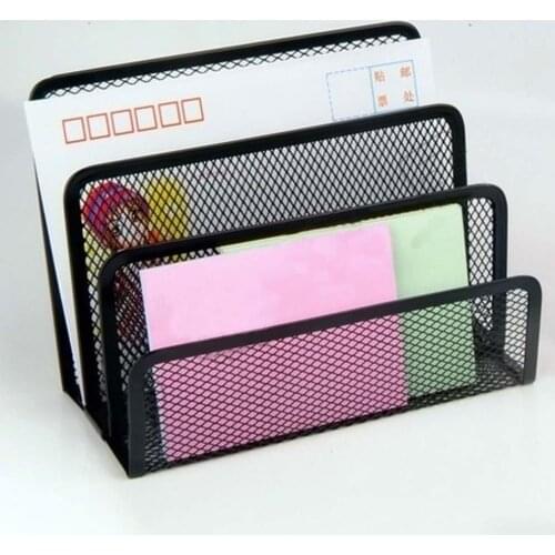 Metal Stand Mesh Style Letter Paper Sorter Pen Pencil Ruler Holder Collection Desk Organizer Black Storage Office accessories