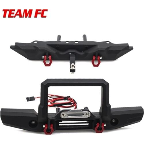 RC Car Metal Front Bumper with Led Light and Rear Bumper for 1/10 RC Crawler Traxxas TRX-4 TRX4 Axial SCX10 Upgrade Parts
