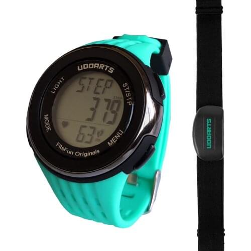 [Upgraded]Udoarts HRM with Pedometer- Heart Rate Monitor Watch & Chest Strap 2&Pack of 5 Batteries &Screwdriver