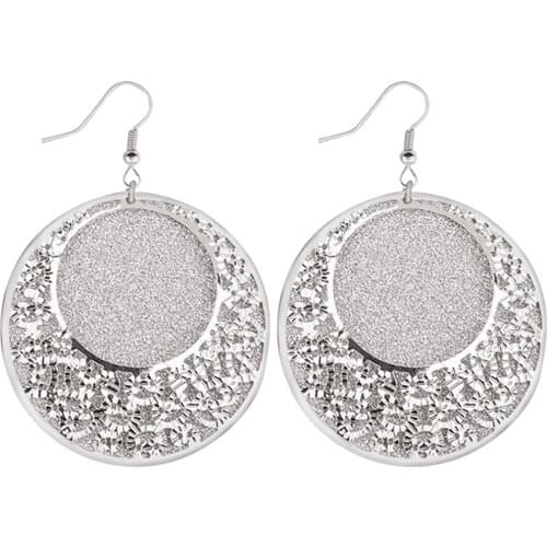 Fashion Vintage Earrings Hollow Round Alloy Jewelry Girls Frosted Ear Decorations For Women Bohemian Earrings Female Jewelry