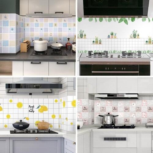 Cartoon Wall Stickers Kitchen Waterproof Oil-proof and High-temperature Resistant Wallpaper Self-adhesive Mural Furniture Decor