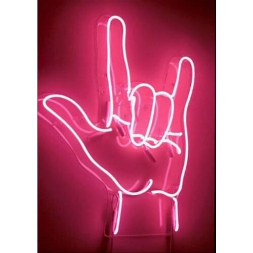 Hand Gesture roll Neon Signs neon light pink neon lights for rooms glass budweiser neon sign Polis Signage Shop Pub Bar Signs