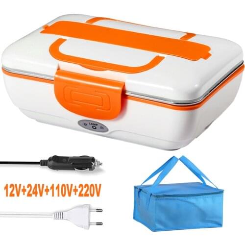 Stainless Steel Electric Lunch Box 12V 24V 110V 220V Office Camping Heating Food Warmer Container Dual-use Heated LunchBox Set