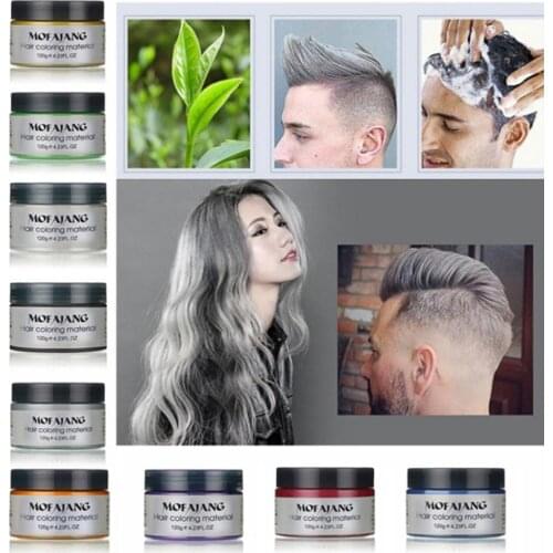 Mofajang 9 colors Disposable hair Color Wax Dye one-time molding paste Sliver Grandma Green Hair Dye Wax Mud Cream