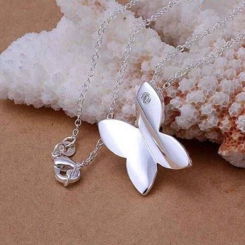 Necklace silver plated trendy jewelry pendant necklaces butterfly 18 inches jewelry wholesale free shipping fsfg LP311