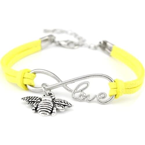 Bees Hornets Infinity Love Charm Bracelets Unicorn Horse Animal Heart Women Men Girl Boy Unisex Jewelry Gift 20 Colors