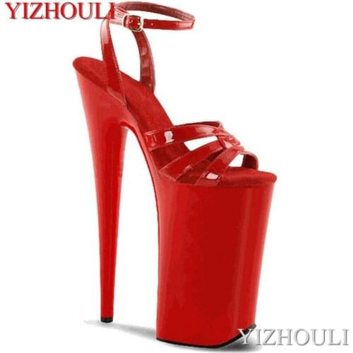 A sexy 23cm stiletto heel, a shiny ankle strap, a 9-inch super-high heel sandal, and summer dancing shoes