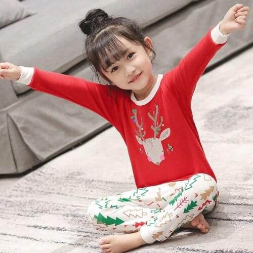New Cotton Long Sleeve Baby Girls Christmas Pajamas Sets Children Sleepwear Boys Nightwear Home Suit Kids Clothes For 2-13Years
