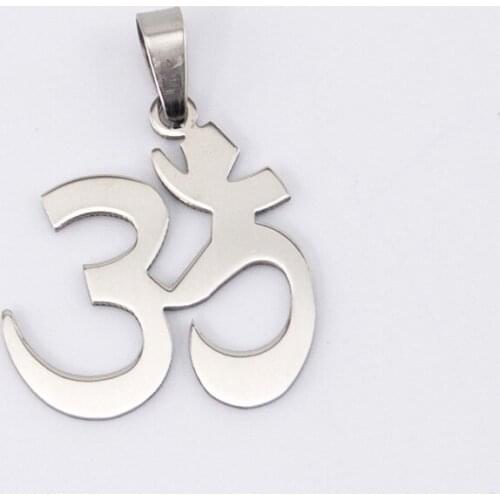 Fashion energy Om Hinduism symbol Pendant stainless steel good luck and wish fulfillment Necklace for men women wholesale 10pcs