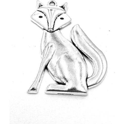 5pcs Fox charms pendant 50x37mm antique silver ornament accessories jewelry making DIY base material