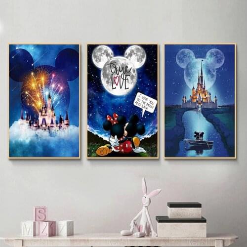 Disney Castle Artwork Canvas Print Poster Cartoon Castle Painting Disney Castle Wall Art Disney Castle Gift for Home Wall Decor