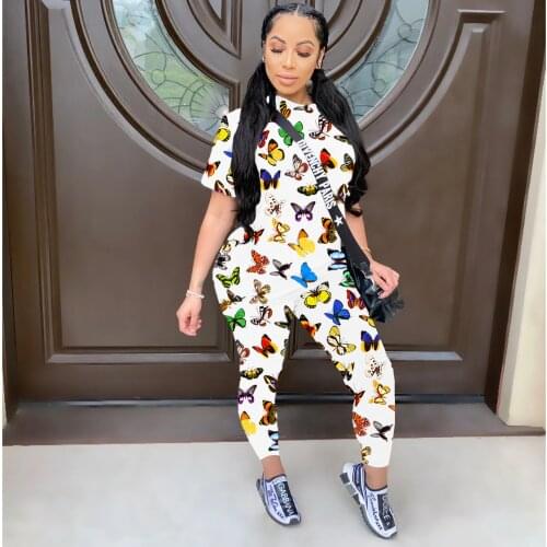 Casual Outfits Printed Short-sleeved Trousers Two-piece Summer Women Suit Fashion Jogging Femme 2 Piece Set Tracksuit Sportwear