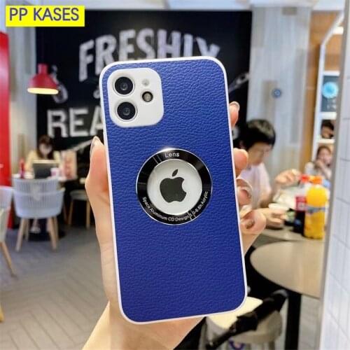Luxury Leather Anti-fall Phone Case For iPhone 11 12Promax Mini XR XS Max 7 8Plus SE 20 Clear Round Shockproof Holster Funda