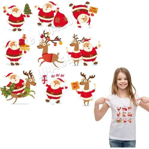 Christmas Sticker On Clothing Washable DIY Accessory Parches Thermal Transfer Handmade Non Toxic Patches For Children