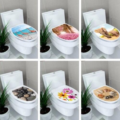 Nordic Style Flamingo Pebbles Decorative Wall Stickers Bathroom Toilet Cover Decals Home Design Waterproof Posters muursticker