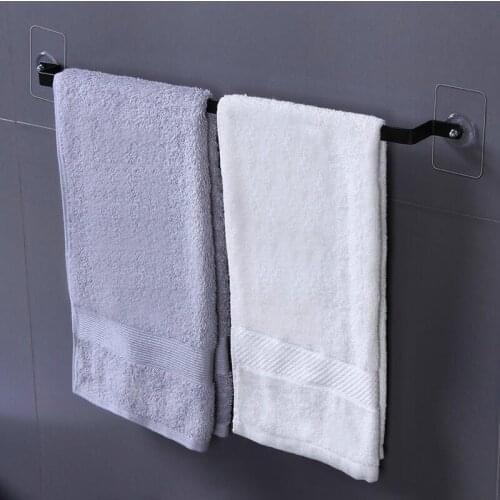 Self Adhesive Wall Mounted Bathroom Towel Bar Shelf Rack Holder Toilet Roll Paper Hanging Hanger 50.5*3.5*1.5cm