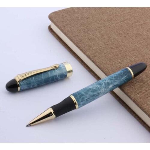 Jiinhao 450 metal Blue Marbel Golden Clip Rollerball Pen