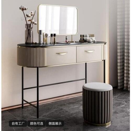 Dressing table Italian minimalist rock board high-end makeup table and chair with mirror