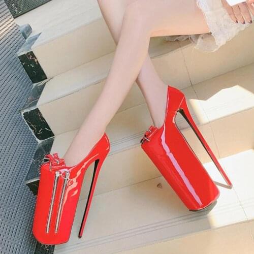 30 Cm Super High Heels Shoes Woman Sexy Girls Platform Pumps Night Shop Wedding Party Single Shoe Bowknot Zipper Ladies Shoe
