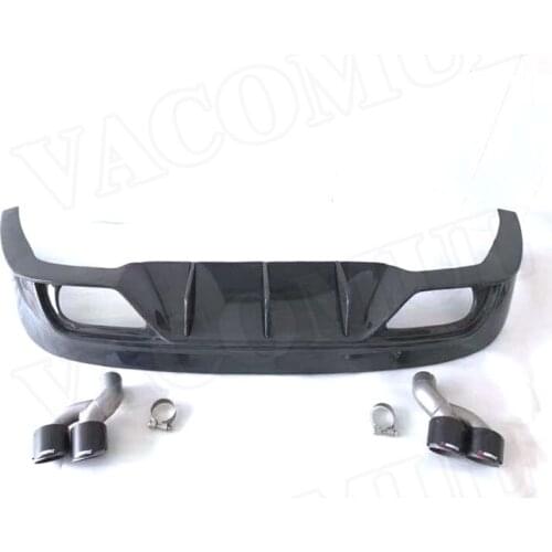Carbon Fiber Rear Bumper Lip Diffuser with Steel Exhaust Muffler Tips for Jaguar F-PACE 2016-2018 back Bumper Guard Car Styling