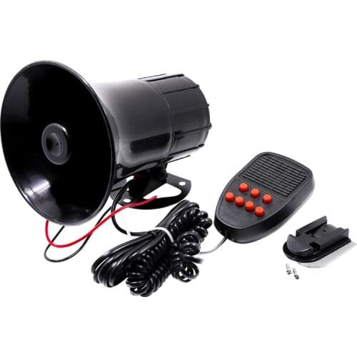 Universal Motorcycles Bicycles Car Truck Alarm Sound 7 Tone Horn 12V 50W Police Siren Horn Round Mouth Loudspeaker (Black)
