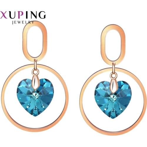 Xuping Jewelry Unique Design Heart Shaped Crystal Earring for Women Elegant Party Gift 20558