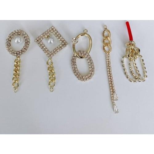 DIY jewelry wholesale accessories copper hanging plating simple geometry inlaid pearl pendant earrings material accessories