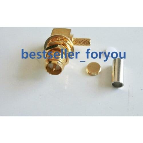 1Pcs RP-SMA female Jack right angle Crimp for RG174 RG316 cable RF connector