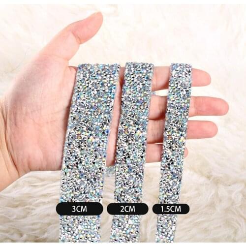 1 Yard White Crystal Hot Fix Crystal Rhinestone Tape Trim Ribbon Iron On Appliques For Dress Shoe Adornment Pink Silver Color