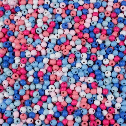 100-500Pcs 8mm Wood Beads Mixed Color Round Eco-Friendly Lead-Free Loose Beads For DIY Jewelry Baby Toy Making Accessories