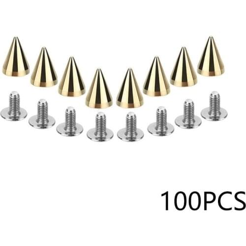 100PCS Metal Bag Studs Cone Punk Spike Rivet Screw Bullet Belt Shoes Clothes Leather craft DIY Accessories