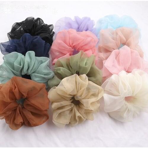 12 color spring and summer fashion large organza girl headband Hair Scrunchie