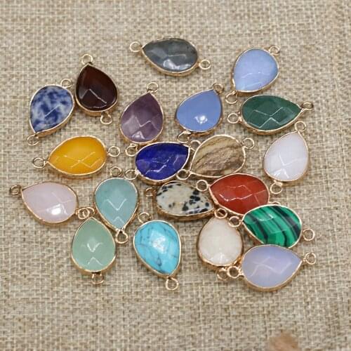2Pcs Natural Stone Connector Section Drop-Shaped Semi-Precious For Jewelry Making DIY Necklace Bracelet Anklet Accessory