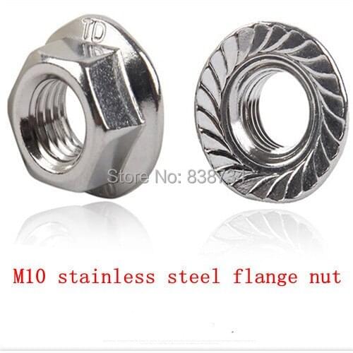 20pcs 304stainless steel hex serrated flange nut m10