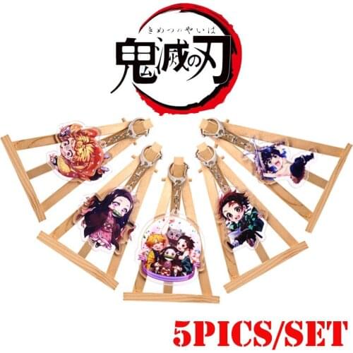 2020 Anime Double-sided Demon Slayer: Kimetsu no Yaiba Acrylic Keychain Keyring Cosplay Anime 5PICS Tanjirou Nezuko