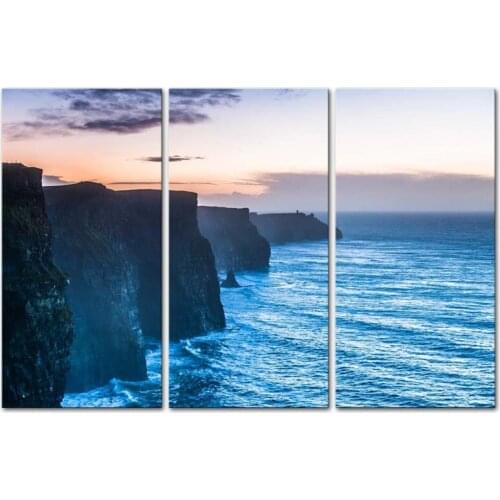 3 Pieces Canvas Painting Wall Beautiful Cliffs At Sunset Ireland Seascape Coast Print On Canvas Artwork