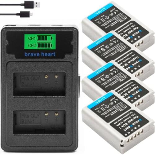 4x BLN-1 PS BLN1 PS-BLN1 Battery + LED Built-in USB Dual Charger for Olympus OM-D E-M1 E-M5 Mark II PEN-F E-P5 EM1 EM5 PENF EP5