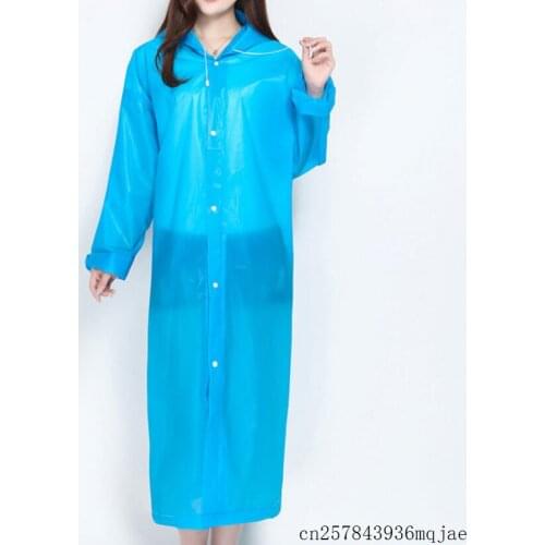 50pcs EVA Adult Raincoat Reusable Rainwear Transparent Riding Poncho Cloaks