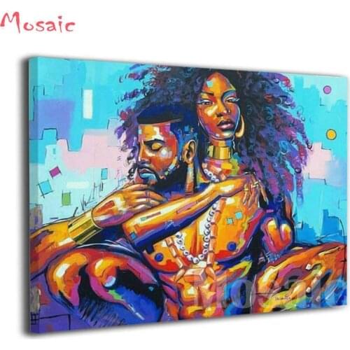 5D DIY Diamond Painting Handicraft Cross Stitch"African American Lovers"Full Square Diamond Embroidery sale of pictures decor H0
