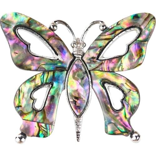 Metal Natural Abalone Shell Butterfly Brooches Insect Wedding Banquet Fashion Brooch Lapel Badge Pins Collar Jewelry Accessories