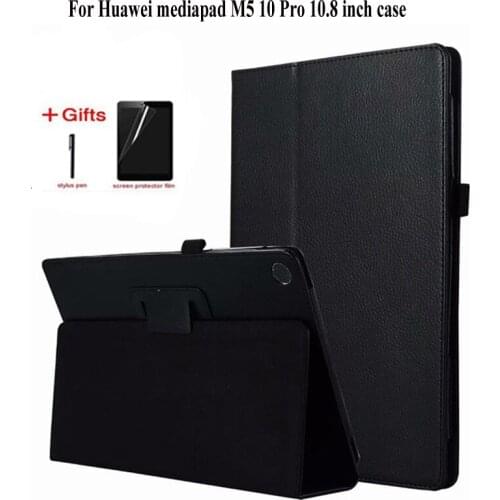 Litchi PU Leather Case for Huawei MediaPad M5 10 Pro Tablet Cover for Huawei MediaPad M5 10.8 CRM-AL09 CRM-W09 Case +film