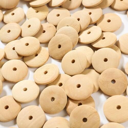 Wood Flat Round Beads Loose Spacer Charms Jewelry Findings Unfinished Jewelry Wood Kids Wooden Beads One Hole 13/15/20/25/30mm