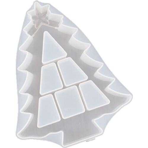 DIY Christmas Tree Cake Pan Mold Silicone Christmas Tree Tray Resin Casting Mold Holiday Parties Decor Storage Box Mold A5KE