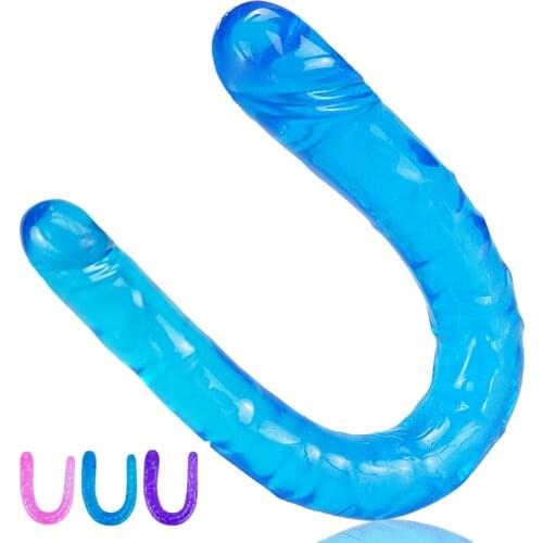 Double Dildo Soft Jelly Dildo for women Gay Lesbian Ended Dong Artificial Penis Adult toys Vagina Anal Sex Products